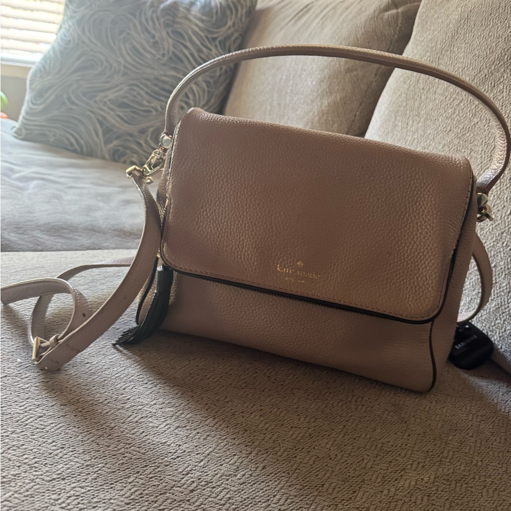 Kate Spade Tan Crossbody Bag with Flap Closure